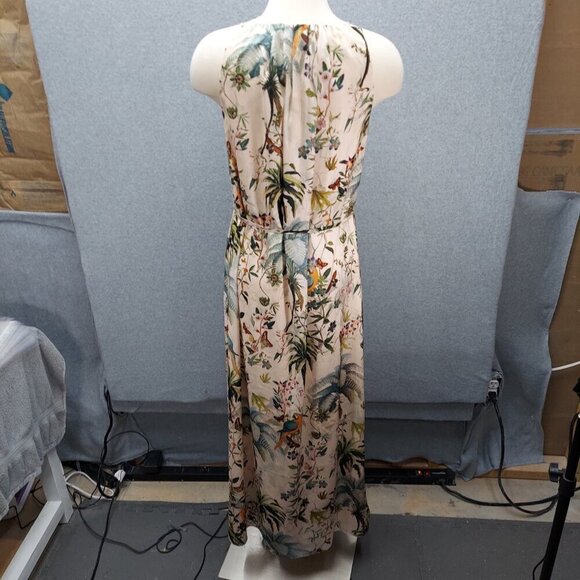 Maxi Sleeveless Macaw Floral Wildlife Print Lined Vacation - Picture 4 of 7